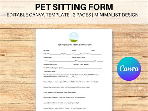 Pet sitting waiver template example