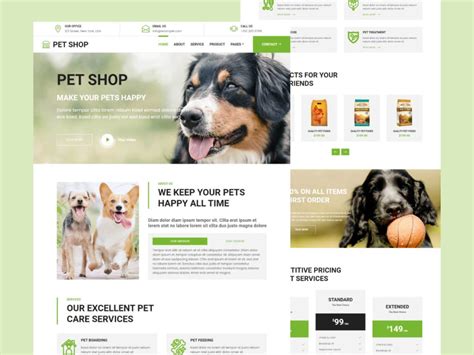 Pet Store Website Template Features