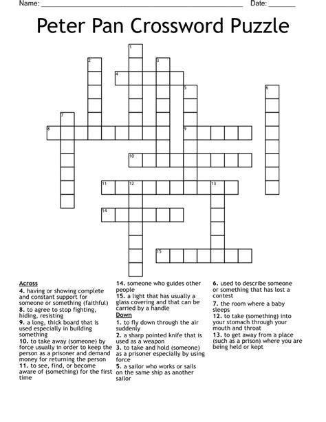 Peter Pan Crossword Puzzle