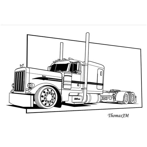 Peterbilt 379 coloring pages for kids and adults