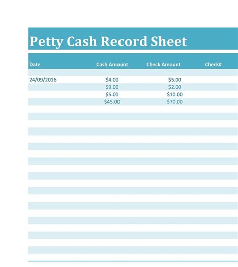 Petty Cash Ledger Template Design