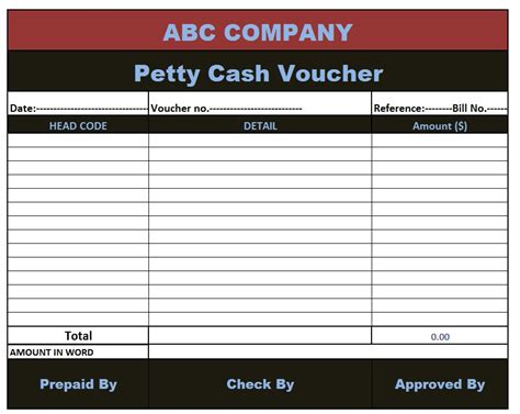 Petty Cash Template Excel Design