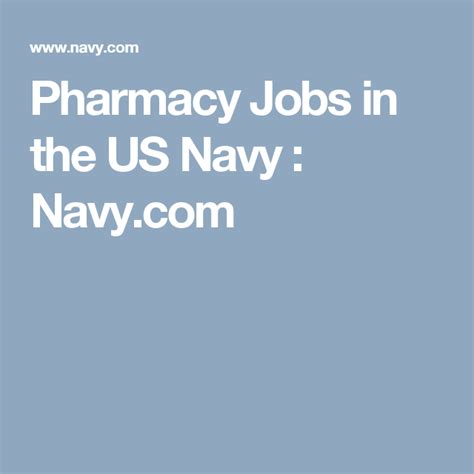 Pharmacy Jobs in the Navy