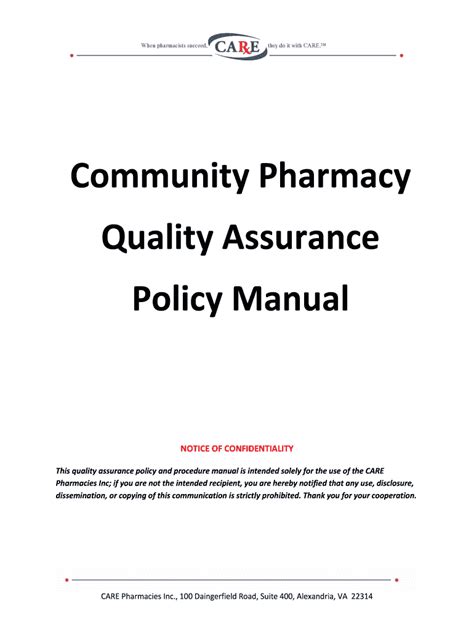 Pharmacy Policy Manual Template