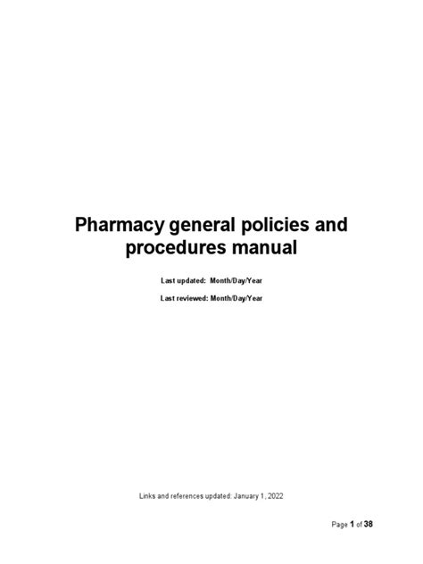 Pharmacy Policy and Procedures Manual Template