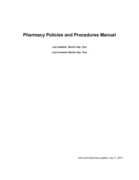 Pharmacy Policy and Procedures Manual