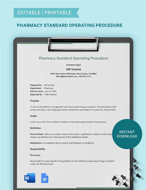 Pharmacy Procedures Template