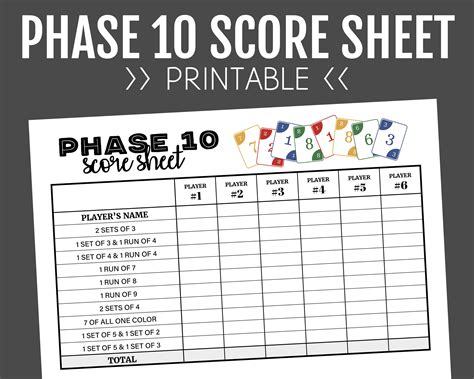 Phase 10 Score Sheet Template Example 2