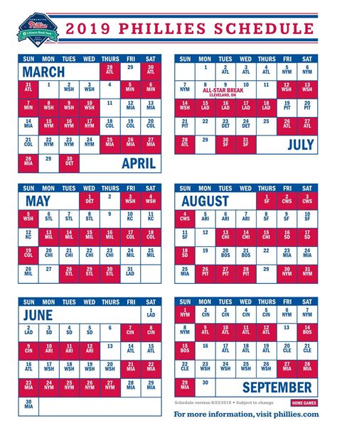 Phillies Schedule Organizer