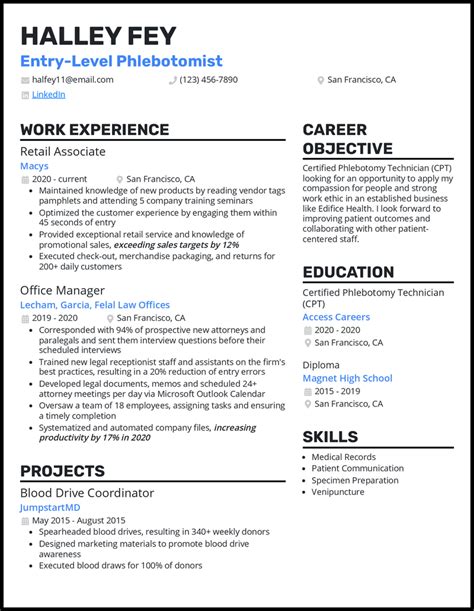 Phlebotomy Resume Template 3