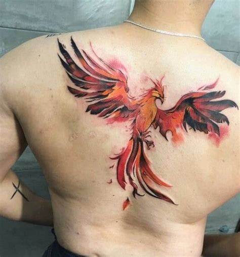 Phoenix back tattoos for men