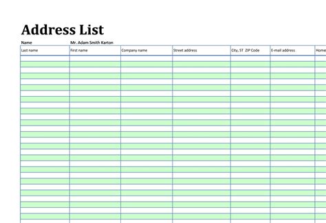 Phone List Template Example 1