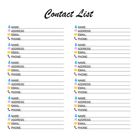 Phone List Template Example 3