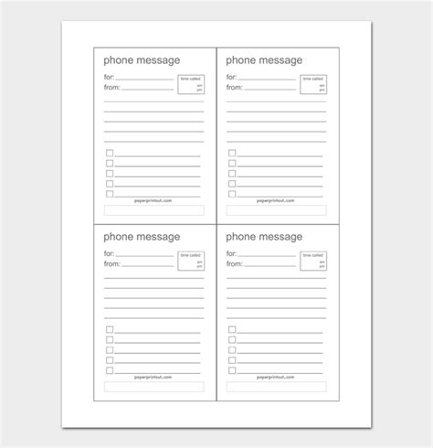 Phone Message Template in Word