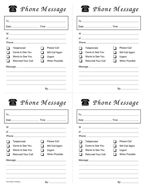 Phone Message Template in Word