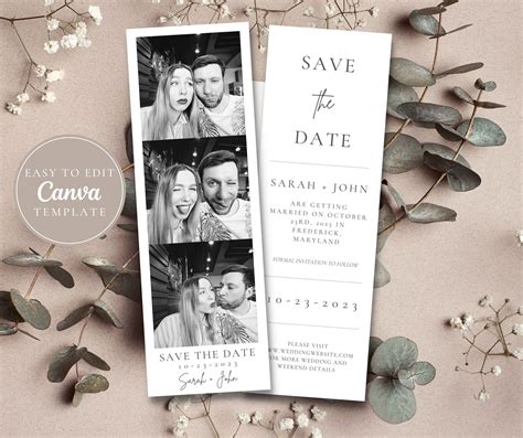 Photo booth Save the Date template with a modern design