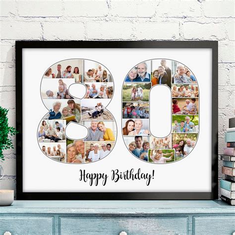 Photo Collage 80th Birthday Invitation Template