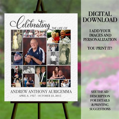 Photo Collage Celebration of Life Poster Template