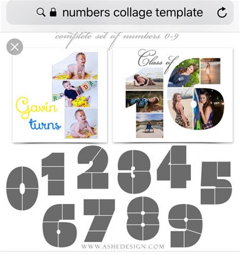 A photo collage number template gallery