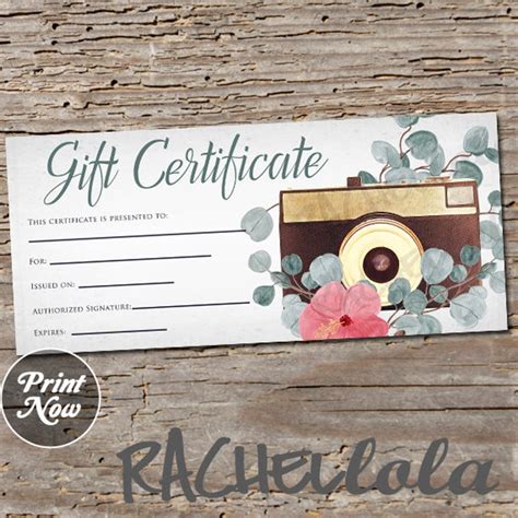 Ideas for photo session gift certificates