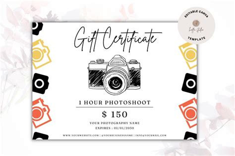 Photo session gift certificates