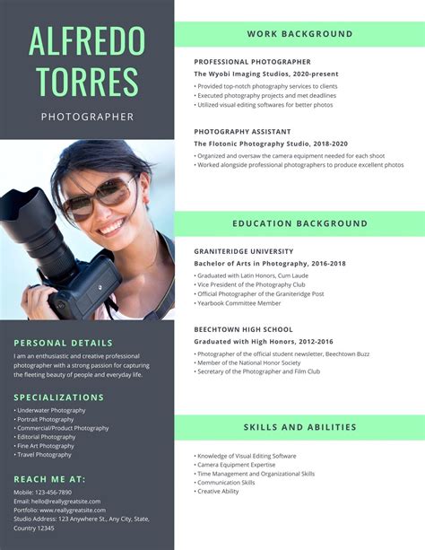 Photographer Resume Template 10