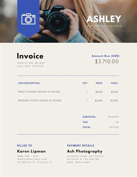 Photography Invoice Template Download