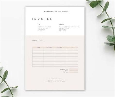 Photography Invoice Template PSD 2