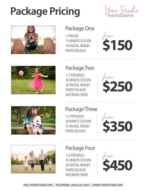 photoshoot packages pricing example