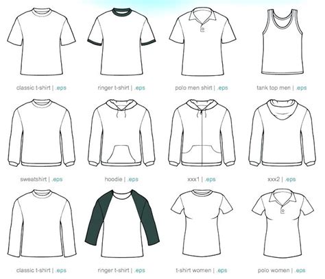 Clothing templates for Photoshop design