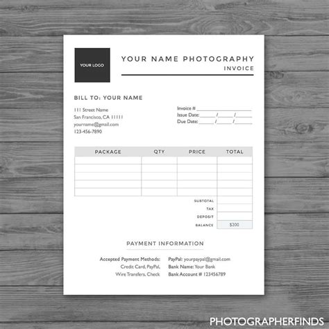 Photoshop Invoice Template PSD