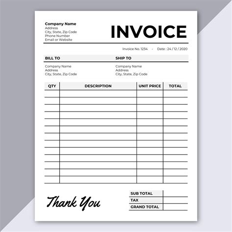 Photoshop Invoice Template Word