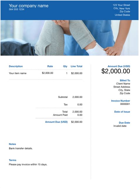 Physical therapy billing template