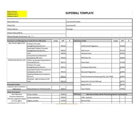 Physical Therapy Clinic Superbill Template