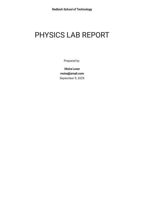 Physics Lab Report Template Design