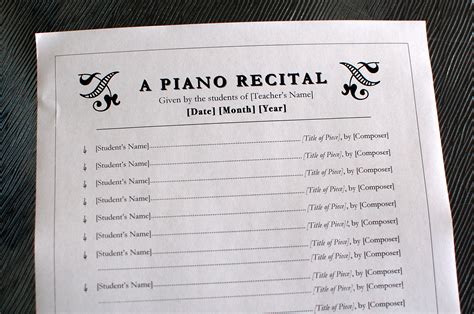 Piano Recital Program Template Example 9