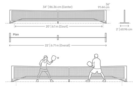 Pickleball net height diagram