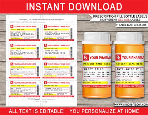 Pill bottle label template free