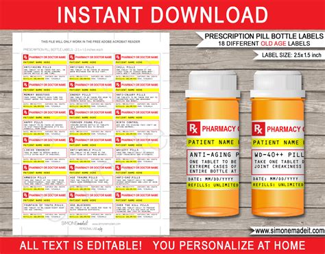 Pill Bottle Label Template Printable