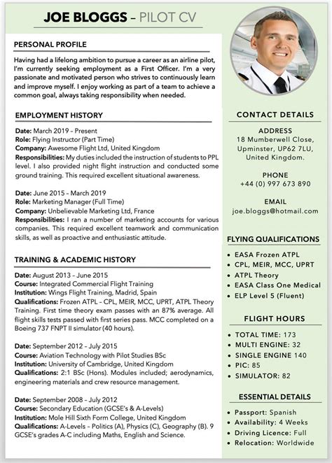 Pilot Resume Template 5