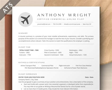 Pilot Resume Template 6