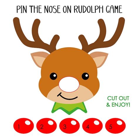 Pin the Nose on the Reindeer Printables