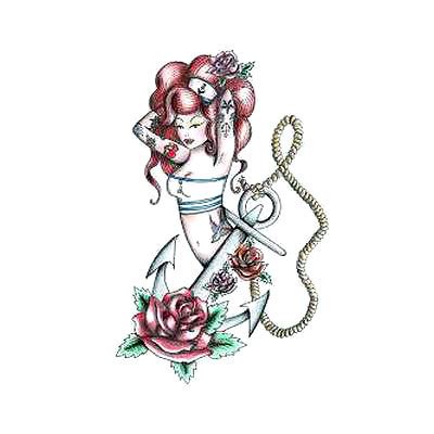 Sailor Jerry's pin-up girl and anchor tattoo design