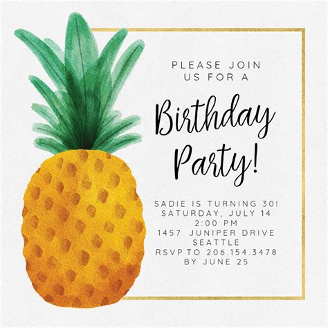 Pineapple Party Invitation