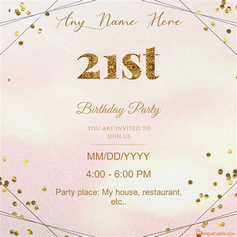 Pink and Gold Birthday Invitation Template Design Ideas