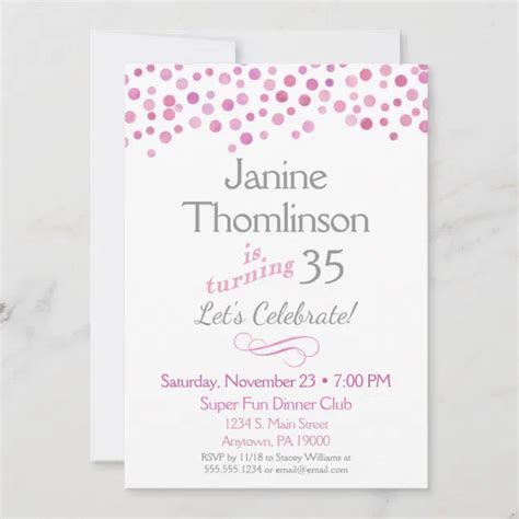 Pink and Gray Birthday Invitation