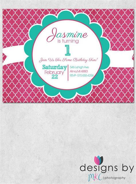 Pink and Turquoise Birthday Invitation