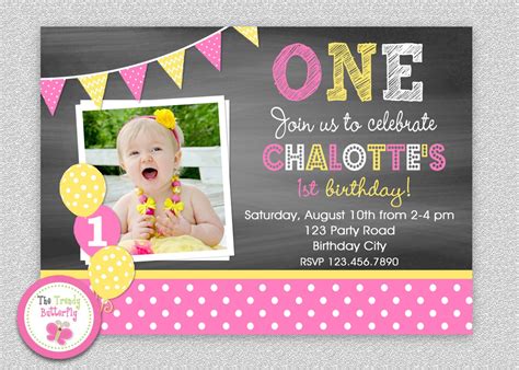 Pink and Yellow Birthday Invitation