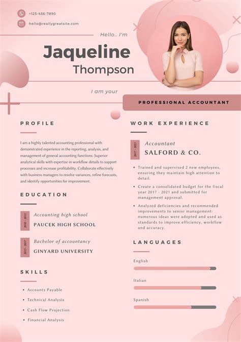 Pink Beautiful Resume Template