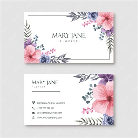 Pink Floral Business Card Template